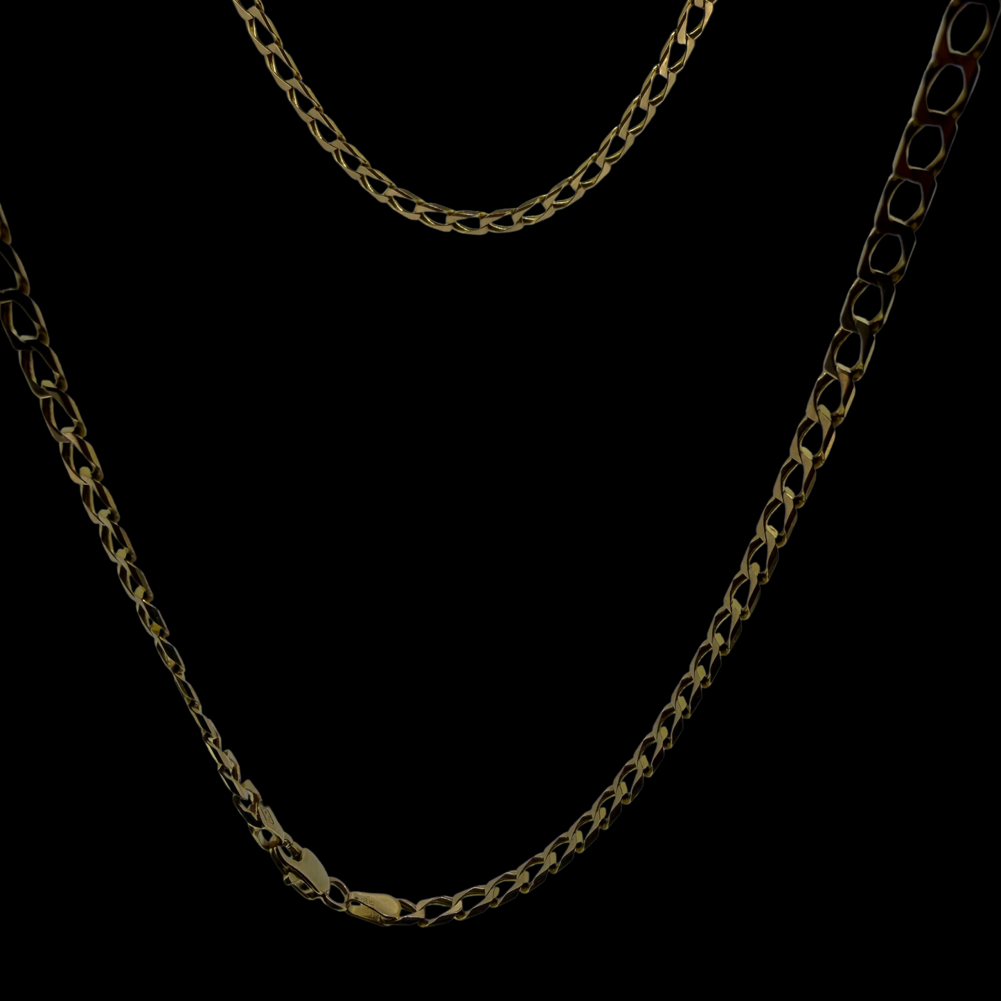 9ct Gold Curb Link Chain Necklace 9.3g 21 Inch