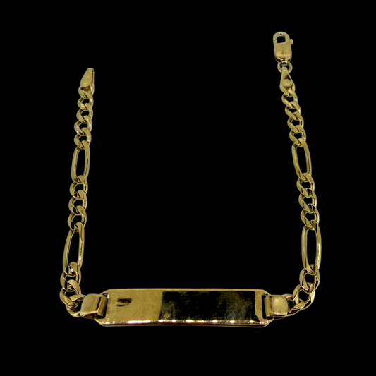 9ct Yellow Gold Figaro ID Bracelet 6.5” 4.8g