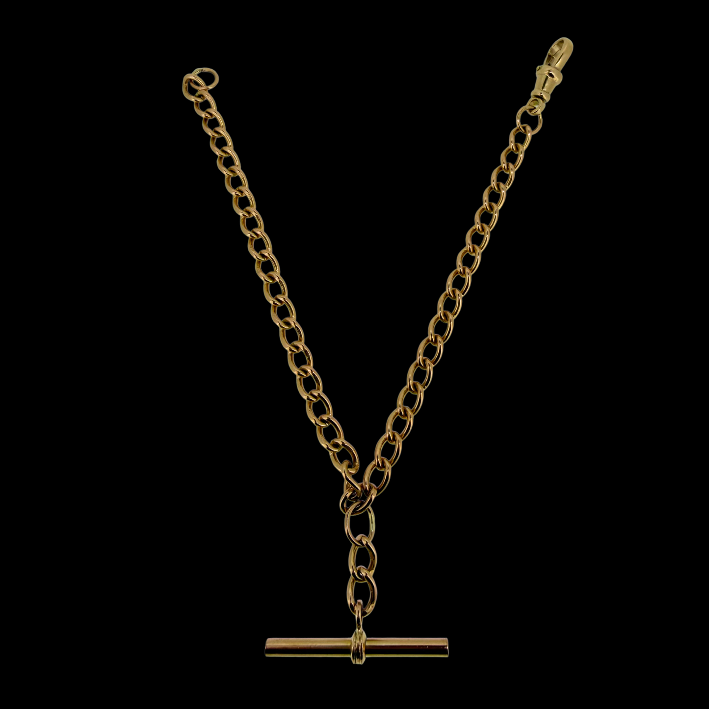 9ct Rose Gold T-Bar Albert Chain Bracelet 10.55g 7.4 Inch