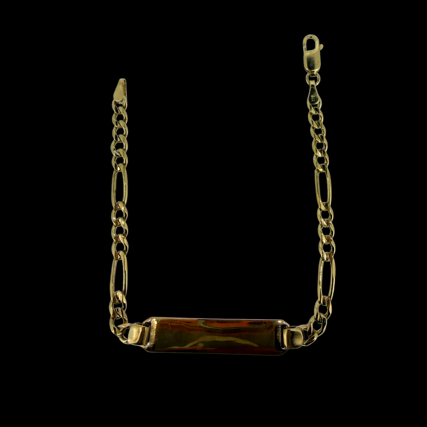 9ct Yellow Gold Figaro ID Bracelet 6.5” 4.8g