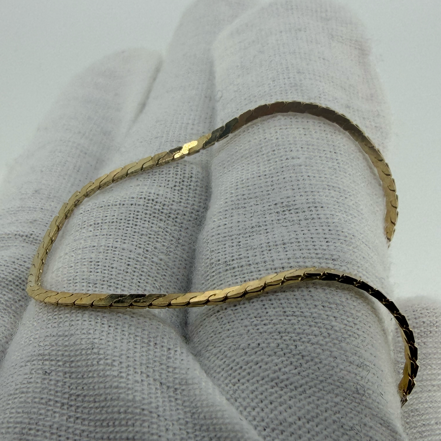 9ct Gold Snake Chain Bracelet 7 Inch 2g 1mm Fine Delicate Bracelet