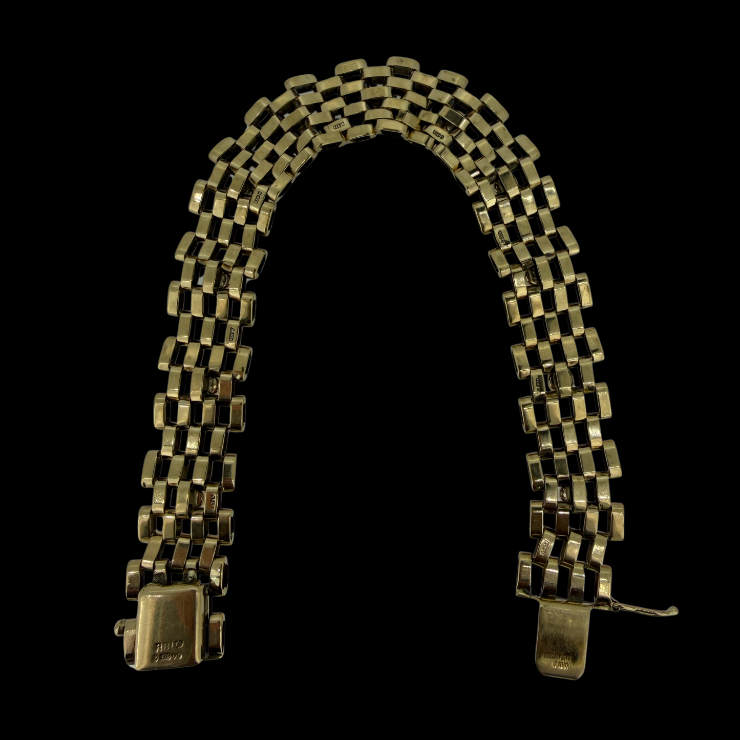 9ct Yellow Gold Multi-Link Bracelet with Green Stones