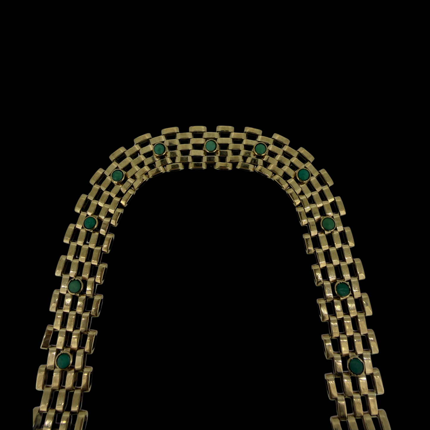 9ct Yellow Gold Multi-Link Bracelet with Green Stones