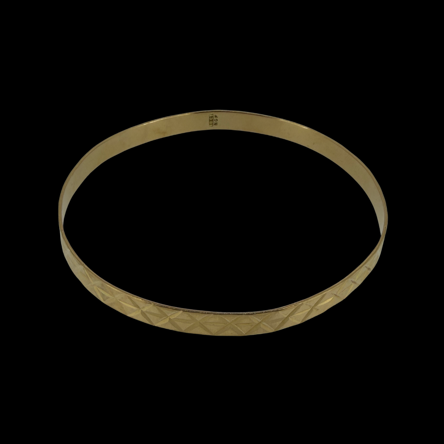 18ct Gold Diamond-Cut Pattern Bangle Bracelet
