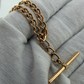 9ct Rose Gold T-Bar Albert Chain Bracelet 10.55g 7.4 Inch