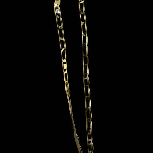 18ct Yellow & White Gold Mariner Necklace 17.5 Inch 5.3g 2mm