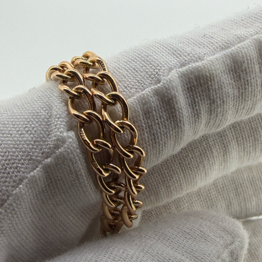 9ct Rose Gold T-Bar Albert Chain Bracelet 10.55g 7.4 Inch