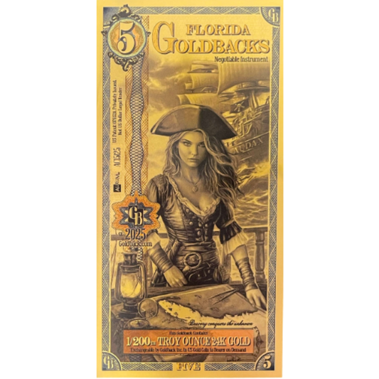 Florida Goldback - 5 (1/200 T oz of 24k Gold)