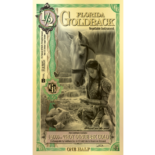 Florida Goldback - ½ (1/2000 T oz of 24k Gold)